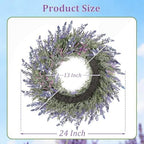 Large Summer Wreaths for Front Door Lavender Wreath for Front Door Spring Easter Artificial Farmhouse Wreaths for Wall Window Party Wedding Porch Room Home Decor(24 Inch) - Image 4