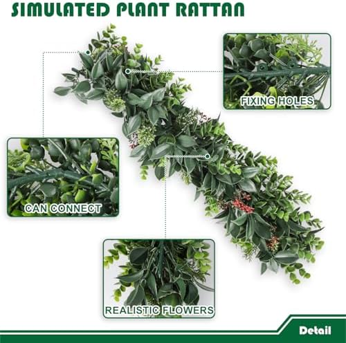 Fake Hanging Plants 19Pc-20 Artificial Ivy Vines, UV Resistant Greenery Ivy Leaves Garland with Flowers for Wedding Outdoor Decoration Home Indoor Wall Décor - Image 3