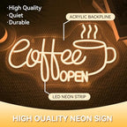 Open Neon Sign LED Coffee Storefront Night Light Decor for Cafe Station - Image 2