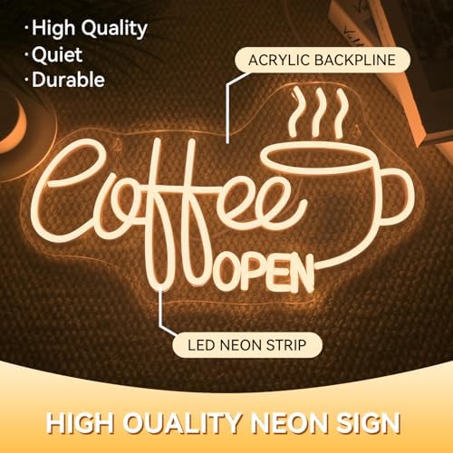 Open Neon Sign LED Coffee Storefront Night Light Decor for Cafe Station - Image 2