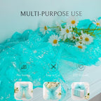 Snowkingdom 10Pcs Turquoise Silver Table Runner 10ft Sparkly Aqua Teal Blue Sheer Glitter Cheesecloth Gauze Party Birthday Decorations for Wedding Bridal Baby Shower Beach Thanksgiving Christmas - Image 6