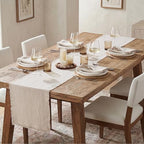 KINGSTONE 14 x 72 Inches Frayed Edge Table Runner, 270G Heavyweight Sand Washed Slub Texture Cotton Linen for Modern Farmhouse, Rustic Home Decorations Dining Room Wedding Boho Decor, Natural - Image 3