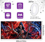 7x16FT Halloween Neon killer Garage Door Banner UV Reactive Fluorescent killer Garage Door Cover Decoration for Hallowen Decoration - Image 4