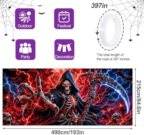 7x16FT Halloween Neon killer Garage Door Banner UV Reactive Fluorescent killer Garage Door Cover Decoration for Hallowen Decoration - Image 4