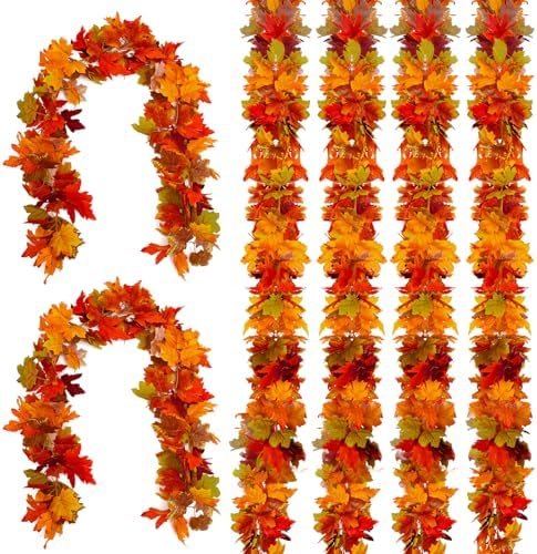 Joyhalo 6 Pack Fall Garland with Red Leaves by Joyhalo