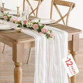 12 Pack White Cheesecloth Table Runner 35x120inch, Summer 10FT Boho Gauze Sheer Cheese Cloth Table Runner for Wedding Bridal Shower Baby Shower Boho Holiday Decorations by BlueTopCoLtd