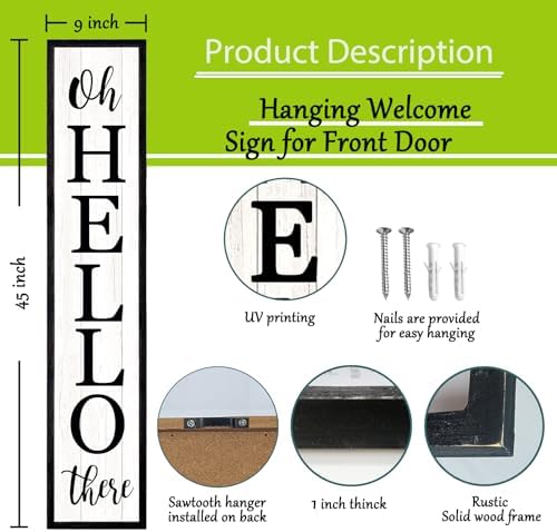 flowtorely Oh Hello There Outdoor Welcome Sign, 45"X9", Black - Image 2