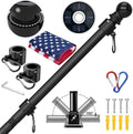 ZMTECH 6FT Flag Pole Kit with Solar Light and Embroidered American Flag, Adjustable Bracket and Upgraded Tangle-Free Ring 1" Stainless Steel Flagpole for Day and Night, Residential, Commercial, Black by HighQualityGardeningTools
