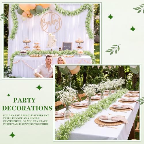 Thiccywoov 3 Pcs Artificial Baby Breath Table Runner Babys Breath Garland - Image 6