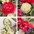 24 Inch Summer Floral Wreath, Vibrant Hot Pink Peony Wreath with White Anemone, White Berry & Variegated Foliage,Artificial Flower Wreath for Front Door Porch Wall Window Farmhouse Holiday Home Decor - Image 6