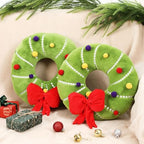 Shellwei 2 Set Christmas Wreath Pillows with Red Bow 15.75 Inch - Image 4