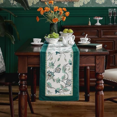 Patdrea Designer French Floral Velvet Table Runner,12"X102"-Noah D - Image 3