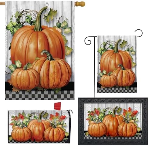 Briarwood Lane Fall Collection Country Pumpkins Four Piece For Fall Collection Includes - Garden Flag - House Flag - Doormat - Mailbox Cover - Image 2