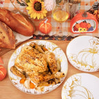 FLOWERCAT 60PCS Thanksgiving Plates & Gold Pumpkin Plates - Including 30PCS 10.25inch Thanksgiving Dinner Plates and 30PCS 7.5inch Dessert Plates for Giving Thanks Theme Party - Image 4
