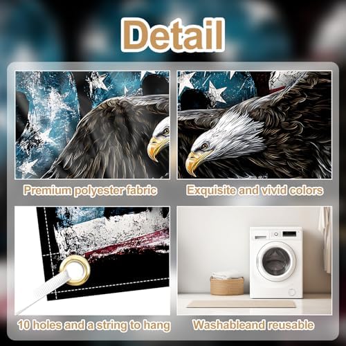 Soccer Garage Door Banner Decorations, 7x16ft Large Ameri can Flag Bald Eagle Football Mural, USA Soccer Cup Outdoor Decor for Double Garage Door, 2026 Tournament Party Supplies Wall Backdrop - Image 4
