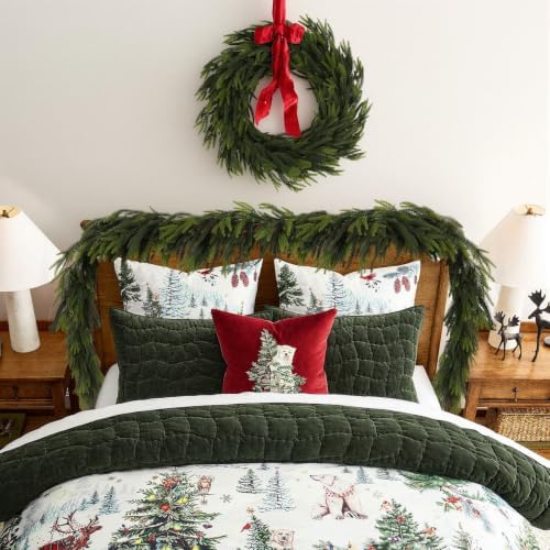 N&T NIETING 2 PCS Christmas Norfolk Pine Garland, Real Touch Pine Garlands Faux Greenery Garland Winter Christmas Garland for Table Mantle Fireplace Holiday Indoor Outdoor Xmas Decorations (6 FT) - Image 5