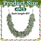 4Pcs Christmas Snow Norfolk Pine Garland,6Ft Artificial White Frost Garland - Image 2