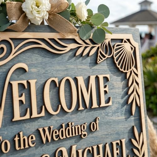 Personalized Coastal Breeze Beach Wedding Welcome Sign - Custom 3D Wood Ceremony Entrance & Seaside Reception Board for Tropical Nautical Venue - Multiple Sizes - Image 2