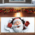 Christmas Garage Door Banner 7x16FT, Santa Claus with Broken Wall Design, Large Outdoor Xmas Decoration for Garage Doors, Driveway, Holiday Parties & Winter Celebrations by ANNAQUEEN