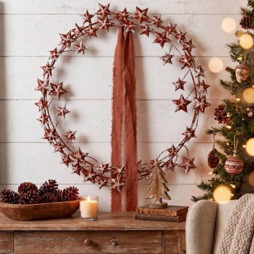 Wesiti Christmas Rustic Metal 19'' Wreath Vintage Iron Star Wreath Garland by Unteilti