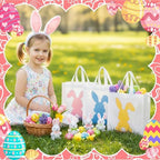 Wesnoy 48 Pcs Easter Gift Bag with Handle Bulk Non Woven Bunny Bags Reusable Easter Spring Bunny Tote Bag Rabbit Candy Basket Container for Gift Wrapping Egg Hunt Party Favor, 11.4 x 10.6 x 4.7 Inch - Image 6
