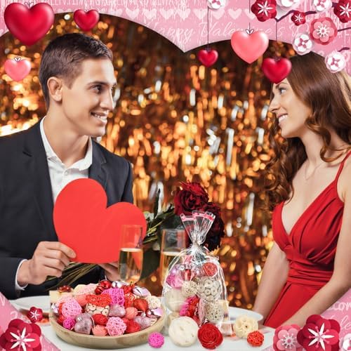 CroBlissful 40 Pcs Valentine's Day Decorative Rattan Balls 2 Set Pink Red Wicker Balls Decorations for Valentines Days Decor DIY Crafts Vase Bowl Filler Wedding Home Decor(Valentine's Day Style) - Image 5