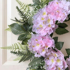 26 Inch Hydrangea Summer Wreaths for Front Door, Pink Hydrangea Wreath - Image 4