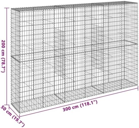 vidaXL Galvanized Gabion Basket/Cage 118.1"x19.7"x78.7" with Cover - Sturdy - Outdoor Landscape Structure - Image 4