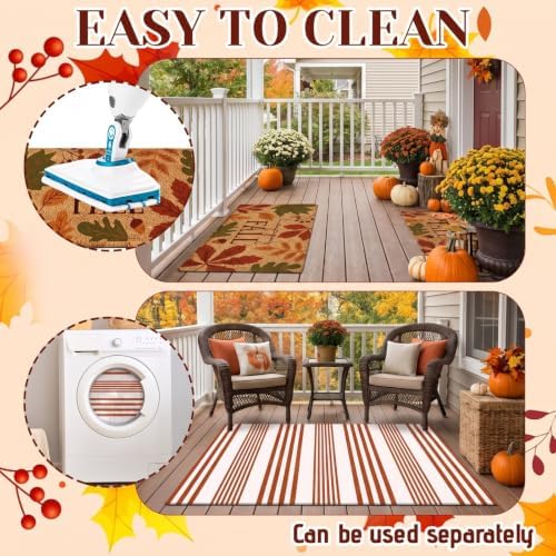 Moucuny 2 Pcs Fall Coir Doormat Outdoor, Fall Welcome Mat, Non Slip - Image 5