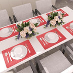Maxpearl Faux Leather Placemats Set of 6, Easy to Clean, Light Red - Image 2