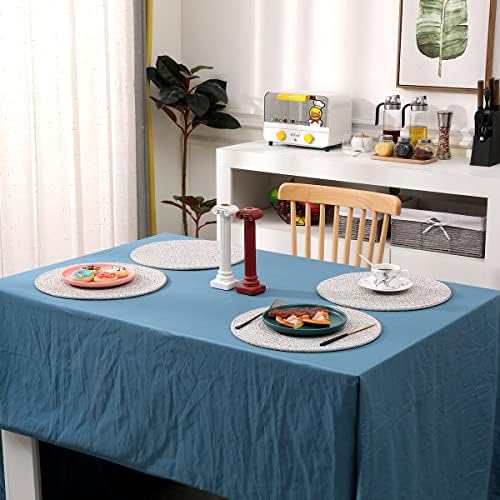 6 Pack Round Woven Placemats,13.8 inch Plate Chargers Mixed Brown Thick Place Mats Cotton Rope Braided Tablemats Rattan Mats for Christmas Table Decoration - Image 6