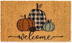 Whaline Fall Door Mats Natural Coir Welcome Doormat Pumpkin Non Slip Farmhouse Rectangle Front Door Rugs Floor Mat for Outdoor Entrance Porch Decor, 16 x 28 Inch by Whaline