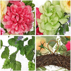 Briful Spring Floral Wreath for Front Door, 16in Artificial Hanging Wreath with Silk Flowers & Greenery Outdoor Flower Wreath for Home Porch Entryway Wall Decor - Image 3