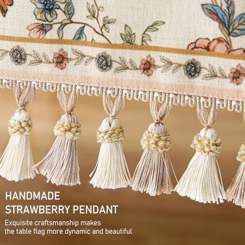 ISAENNE Designer French Linen Long Table Runner,102"x12"-Cornucopia - Image 6