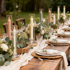 32 Set Clear Glass Hurricane Candle Holders, 12.5" Open Ended Bottomless Windproof Cylinder & 2.1" Taper Candlestick Holders for Wedding Party Home Hotel Decor - Image 5