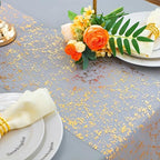 Snowkingdom 2 Pcs Gold Table Runner Roll, Sheer Gauze Chiffon Tulle Fabric Sequin Glitter Metallic Foil, Gold Golden Table Decorations for Home Wedding Birthday Party Anniversary Christmas - Image 3