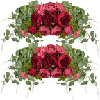 Suncalla 2 Pcs Artificial Peony Eucalyptus Floral Swag for Arch, Red by Unknown