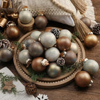24 Pcs Neutral Christmas Ornament 2.36'' Textured Tree Decor,Earthy by Suilung