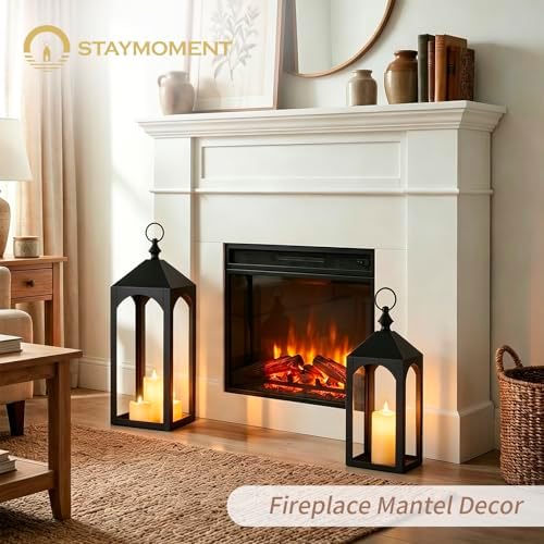 24" & 17" Large Outdoor Floor Lantern, Set of 2 Fall Porch Decor - Image 5
