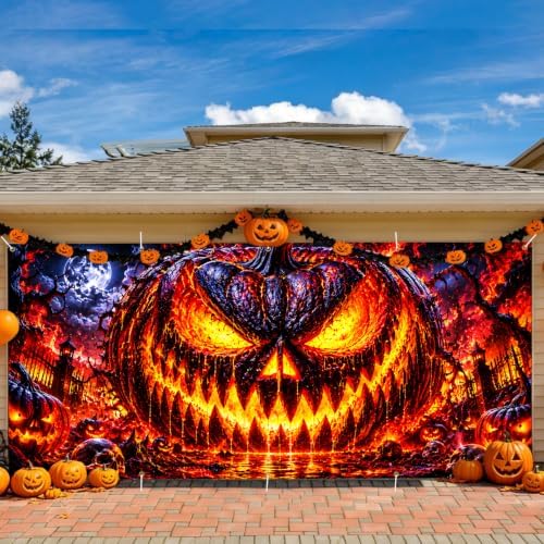 Halloween Garage Door Banner 7x16ft, Gothic Evil Pumpkin Monster - Image 5