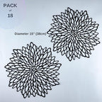 Snowkingdom Pack of 18 Black Placemats Washable Pressed Vinyl Laser Cut Dining Table Mats Round Floral Charger Decoration for Christmas Halloween Thanksgiving Wedding - Image 2