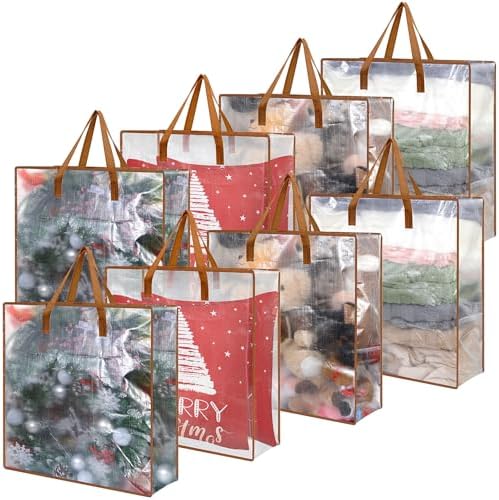 8 Pcs Clear Wreath Storage Bags 26 Inch Garland Container Door Garland Holiday Wreath Storage Holder with Handle and Zipper Heavy Duty Plastic Packing Totes(Camel) by Wesnoy