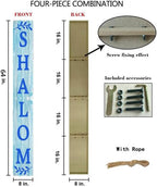 FemiaD Hanukkah Porch Sign Shalom Sign for Front Door 8x63inch Vertical Wooden Hanukkah Porch Sign Happy Hanukkah Porch Décor Standing Hanging Holiday Party Signs Chanukah Wood Welcome Sign for Door - Image 4