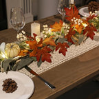 Realistic Fall Garland for Mantle 6 Ft Fall Maple Leaves Garlands with Lights/Timer Pumpkin Garland for Thanksgiving Outdoor Indoor Table Fireplace Autumn Decor Fall Decorations for Home Porch - Image 2