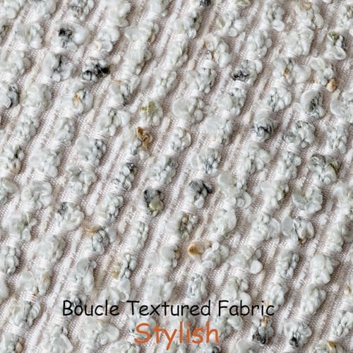 DEZENE Striped Throw Pillow Covers 20x20 Set of 2 Cream Grey Textured Boucle Chic Morden Boho Accent Farmhouse Square Decorative Couch Pillow Covers for Home Decor Bed Sofa Living Room - Image 2