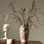 Smiletag Rustic Vase for Home Decor, Farmhouse Terracotta Vases, Stone Vases, Large Vases for Living Room Decor, Rustic Flower Vase Decoration for Living Room Tall Ceramic Vase - Image 4