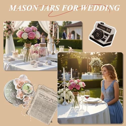 12Pack Mason Jars for Centerpiece Glass Flower Bud Vase Transparent Vases - Image 3