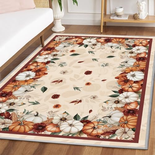 Artoid Mode Pumpkins Floral Corns Fall Area Rug 4x6 Feet - Image 3