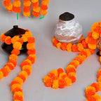 10 PC - 5 feet Marigold Garland |Indian/American Wedding Party Mantle Decoration, Faux Garlands Wedding Garland, Diwali Decoration, Spring Bush Floral! (Mango Yellow & Dark Orange Mix) - Image 3