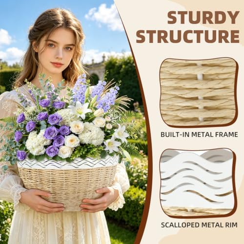 Scalloped Wall Baskets - 2 Pcs Boho Hanging Wall Basket Decor - Image 4